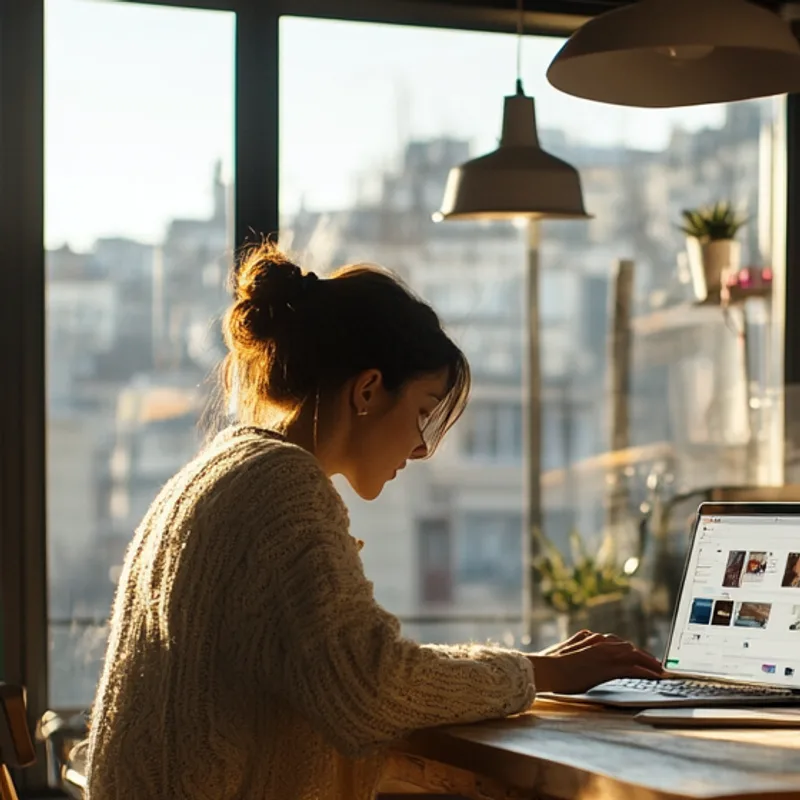 A business owner reviewing campaign results on her laptop