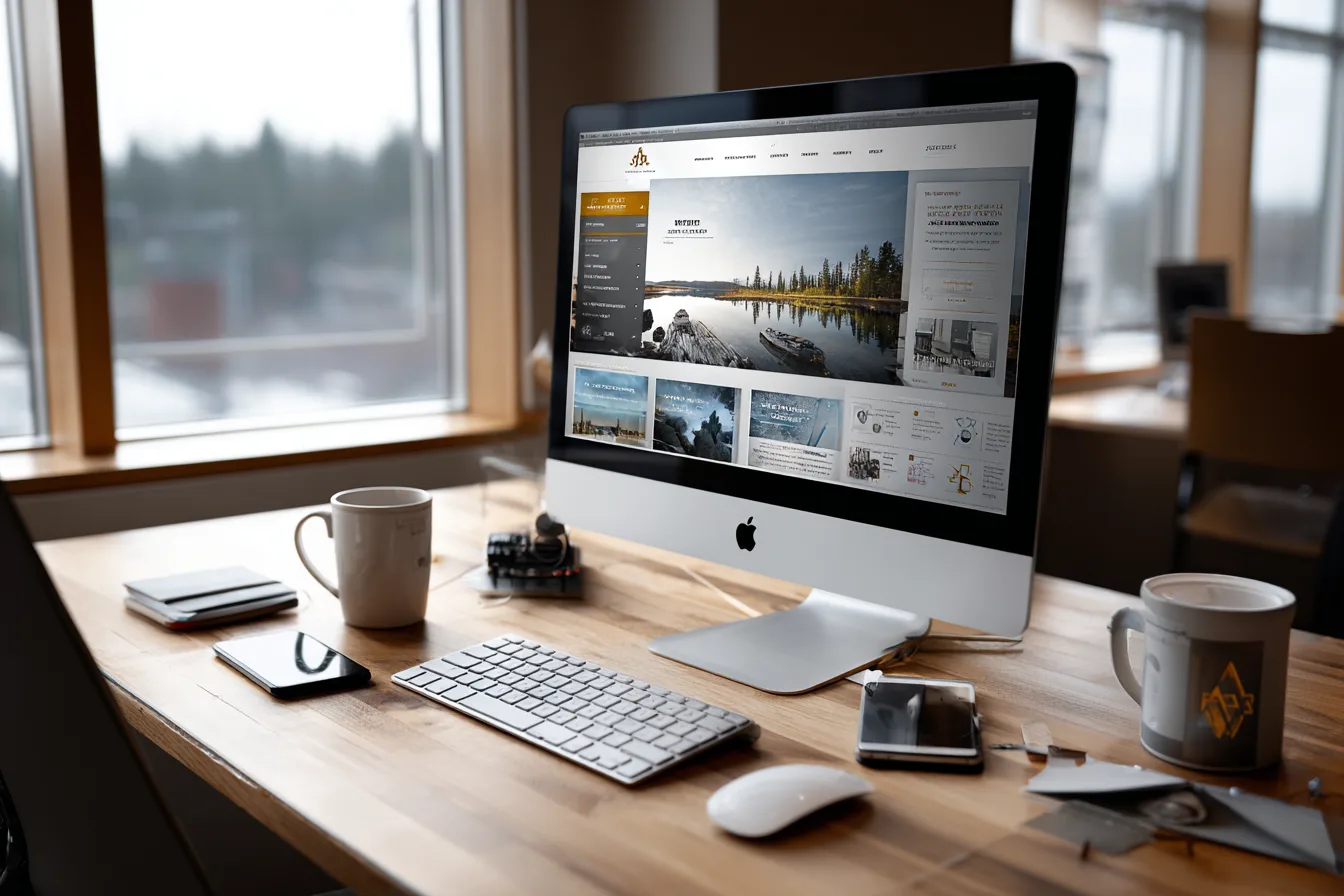 A local business website displayed on a desktop monitor